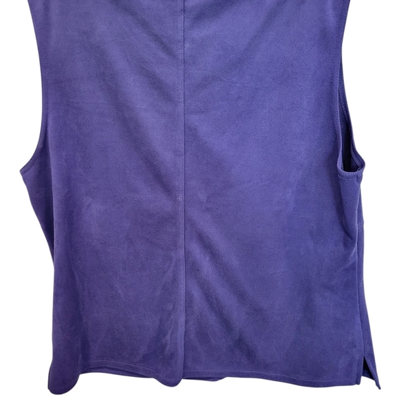 Kathy Ireland V Neck Sleeveless Tank Top Large Faux Suede Navy - Picture 3 of 6